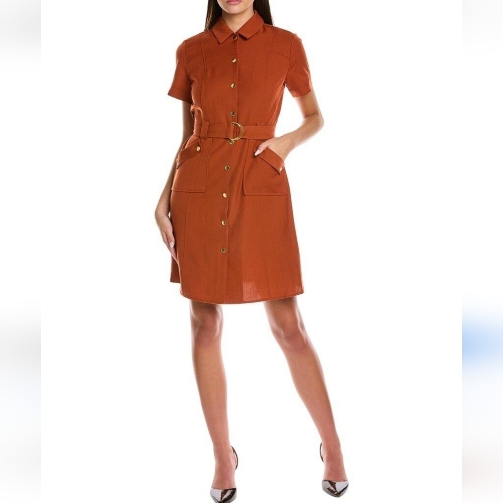 NWT Sharagano Shirt Formal dress snap buttons Arabian Spice Color Pockets sz 10.
